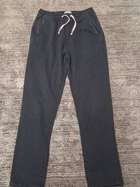 Marine Layer Navy Drawstring Saturday Pants with White Cord